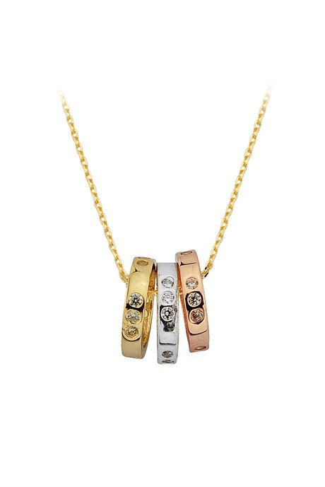 Collier triple anneau en or massif | 14K (585) | 2,87 grammes