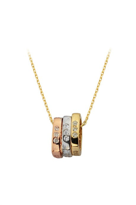 Solid Gold Triple Ring Necklace | 14K (585) | 3.11 gr