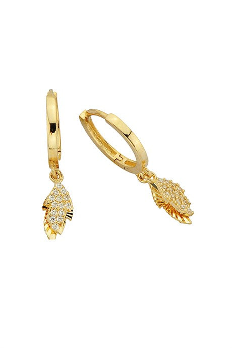 Solid Gold Leaf With Figure Circle Earring | 14K (585) | 2.45 gr