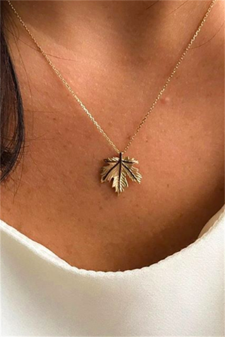 Collier feuille d'or massif | 14K (585) | 1,93 g