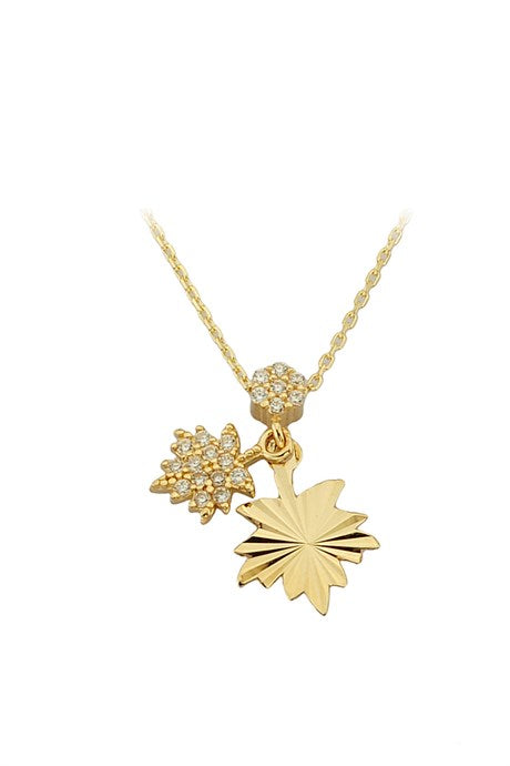 Collier feuille d'or massif | 14K (585) | 1,68 g
