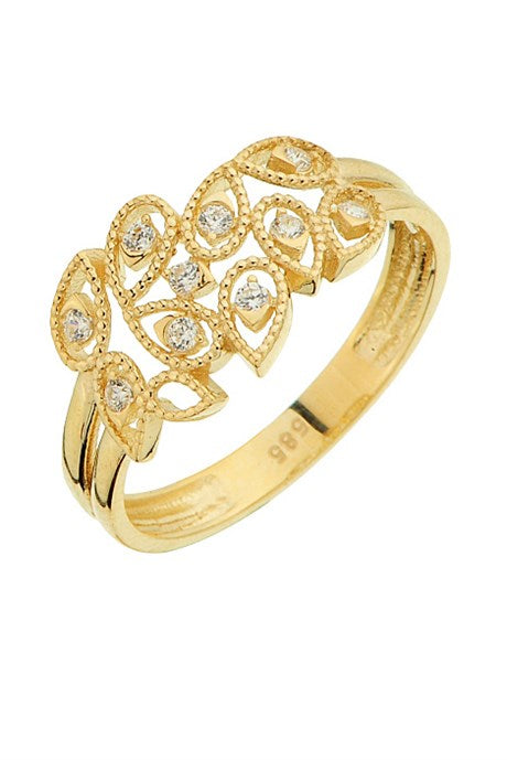 Solid Gold Leaf Design Ring | 14K (585) | 1.84 gr