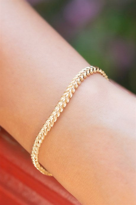 Solid Gold Leaf Chain Bracelet | 8K (333) | 3.63 gr
