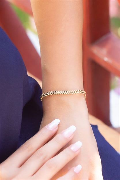 Solid Gold Leaf Chain Bracelet | 8K (333) | 3.63 gr