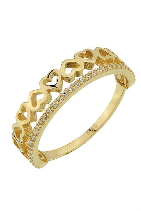 Solid Gold Half Eternity Heart Ring | 14K (585) | 2.02 gr