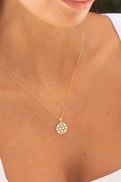 Solid Gold Flower of Life Necklace | 8K (333) | 1.90 gr