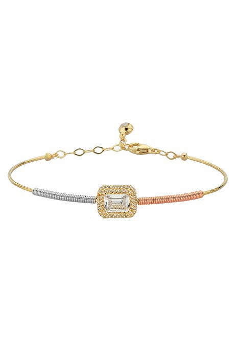 Bracelet de pierres précieuses baguette de printemps en or massif | 14K (585) | 4,57 grammes