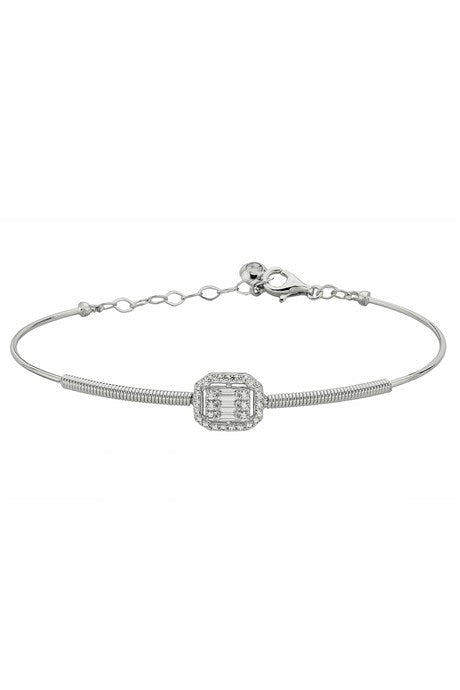 Bracelet de pierres précieuses baguette de printemps en or massif | 14K (585) | 3,49 grammes