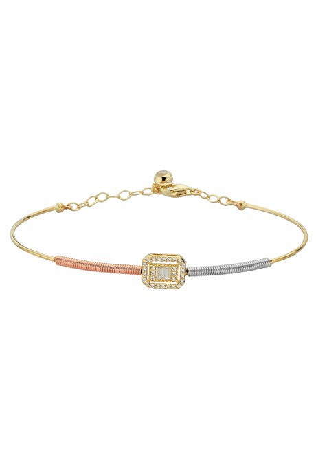 Bracelet de pierres précieuses baguette de printemps en or massif | 14K (585) | 3,95 grammes