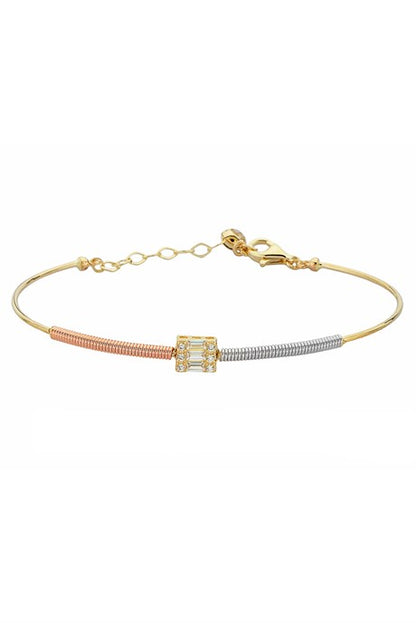 Bracelet de pierres précieuses baguette de printemps en or massif | 14K (585) | 3,75 grammes