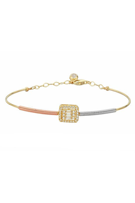 Bracelet de pierres précieuses baguette de printemps en or massif | 14K (585) | 4,34 grammes