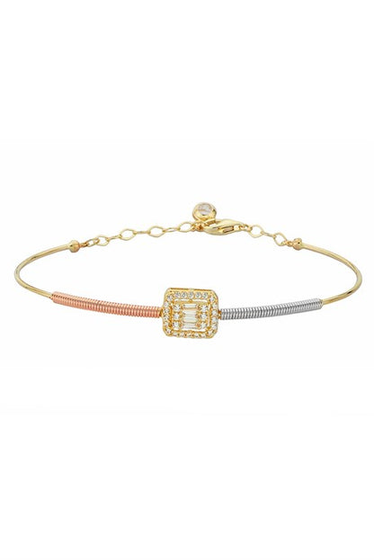 Bracelet de pierres précieuses baguette de printemps en or massif | 14K (585) | 4,34 grammes