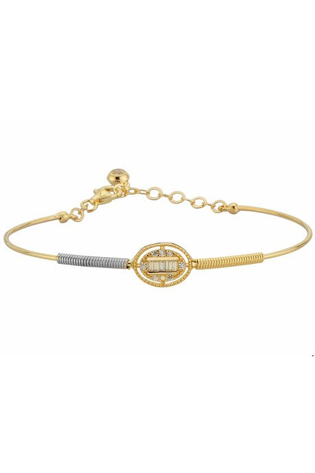 Bracelet de pierres précieuses baguette de printemps en or massif | 14K (585) | 3,79 grammes