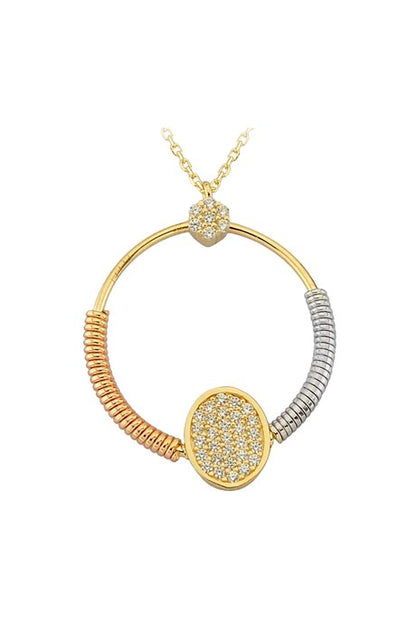 Collar de círculo de primavera de oro macizo | 14K (585) | 2,69 gramos