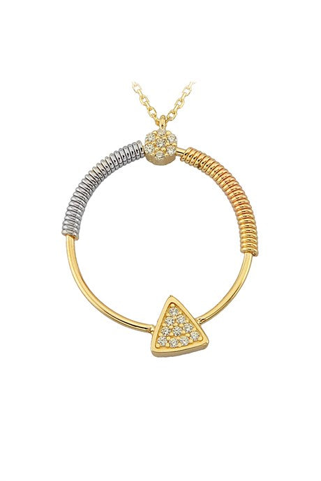 Solid Gold Spring Circle Triangle Necklace | 14K (585) | 2.48 gr