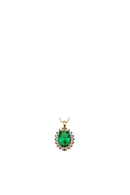 Solid Gold Green Gemstone Necklace | 14K (585) | 1.99 gr