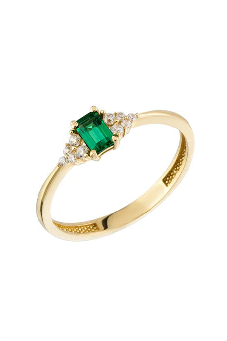 Anillo de oro macizo con piedras preciosas verdes | 14K (585) | 1,38 gramos