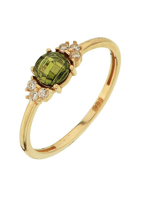 Solid Gold Green Gemstone Ring | 14K (585) | 1.43 gr