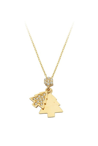 Solid Gold Christmas Tree Necklace | 14K (585) | 2.03 gr