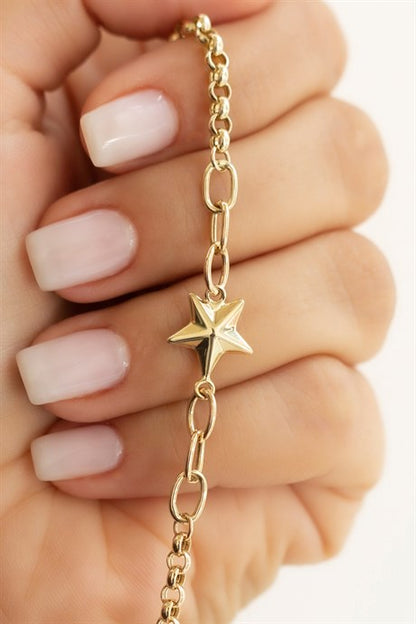 Pulsera de estrella de oro macizo | 14K (585) | 3,68 gramos