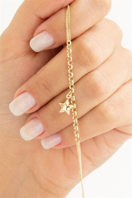 Pulsera de estrella de oro macizo | 14K (585) | 2,38 gramos