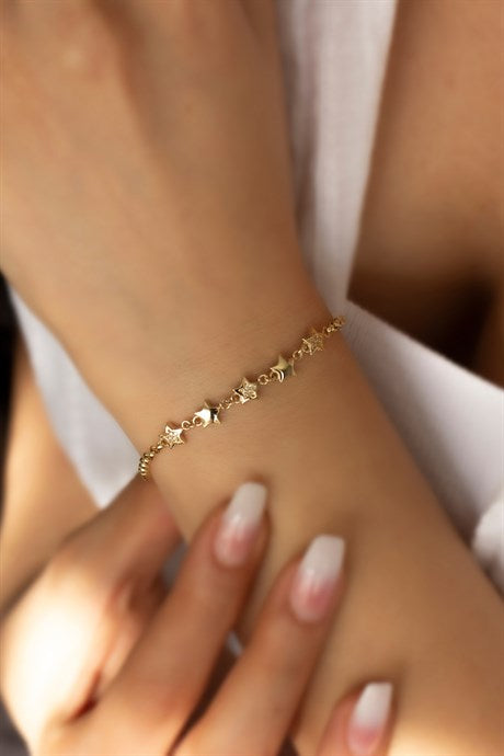 Solid Gold Star Bracelet | 14K (585) | 3.18 gr