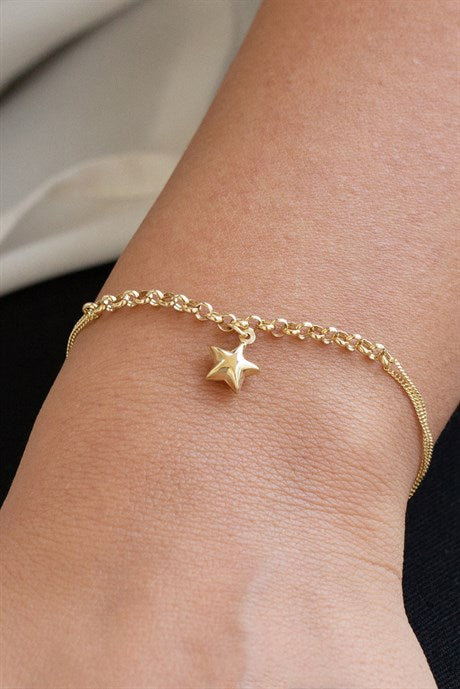 Pulsera de estrella de oro macizo | 14K (585) | 2,38 gramos