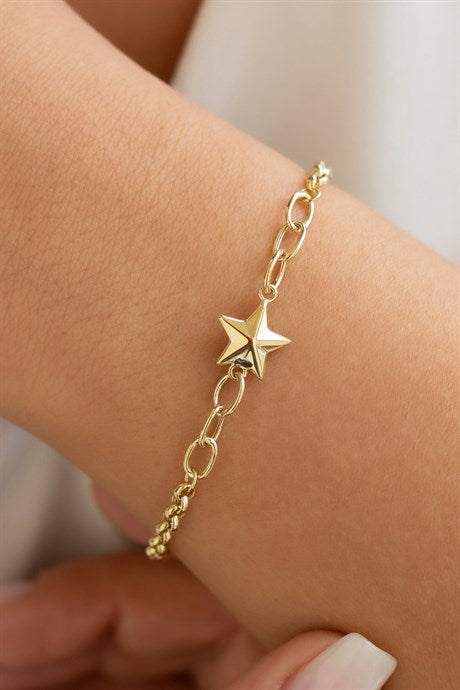 Solid Gold Star Bracelet | 14K (585) | 3.68 gr