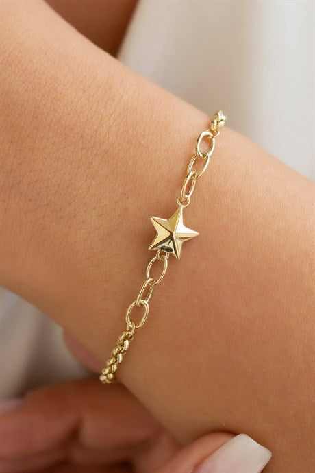 Pulsera de estrella de oro macizo | 14K (585) | 3,68 gramos