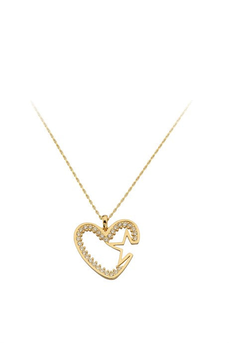 Collar de corazón de estrella de oro macizo | 14K (585) | 2,37 gramos