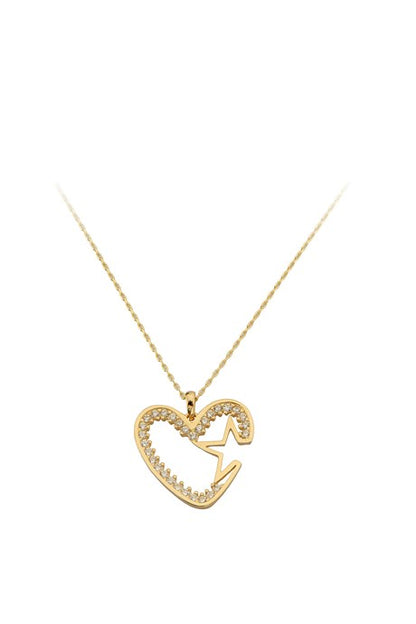 Solid Gold Star Heart Necklace | 14K (585) | 2.37 gr