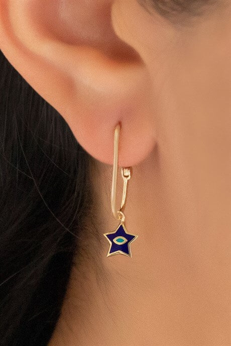 Boucle d'oreille oeil étoile en or massif | 14K (585) | 1,83 g