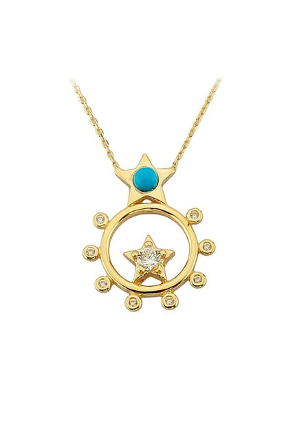 Solid Gold Star Sun Necklace | 14K (585) | 2.73 gr