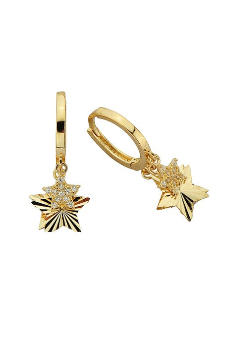 Solid Gold Star Circle Earring | 14K (585) | 3.07 gr