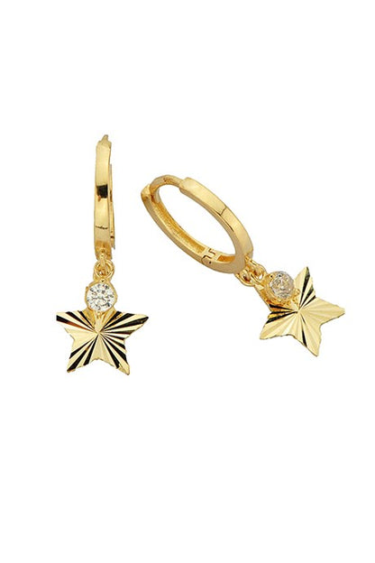 Solid Gold Star Circle Earring | 14K (585) | 2.35 gr