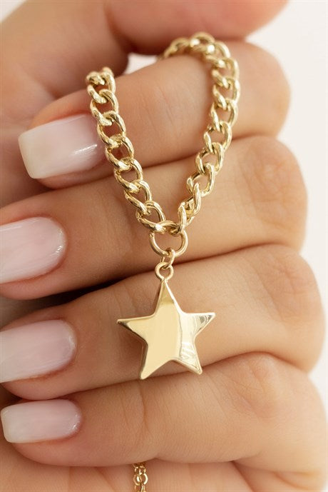 Collar de estrella de oro macizo | 14K (585) | 5,71 gramos