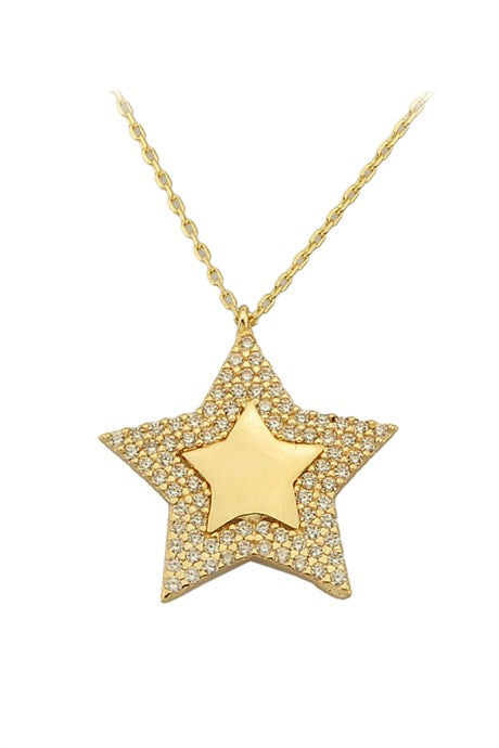 Collar de estrella de oro macizo | 14K (585) | 2,27 gramos