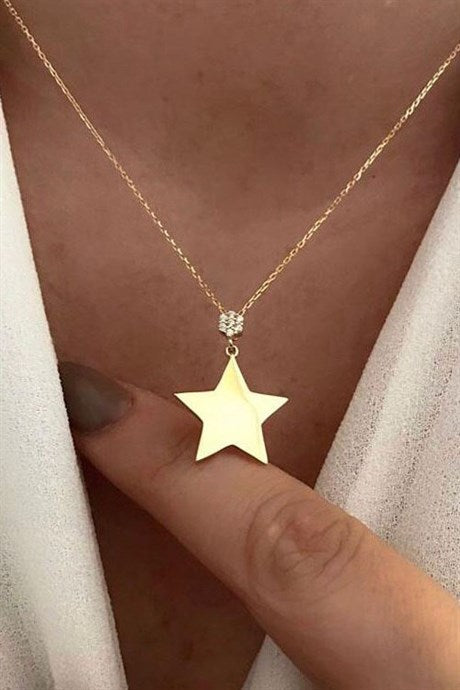 Collar de estrella de oro macizo | 14K (585) | 2,35 gramos