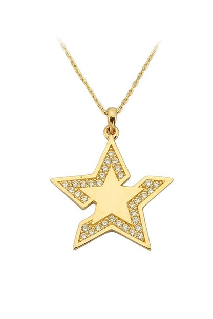 Collar de estrella de oro macizo | 14K (585) | 2,60 gramos