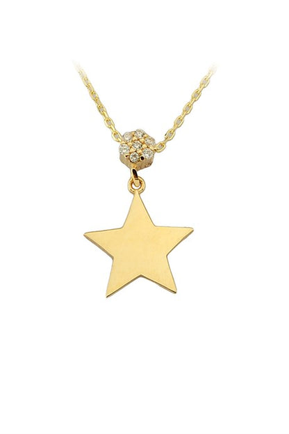 Collar de estrella de oro macizo | 14K (585) | 1,57 gramos