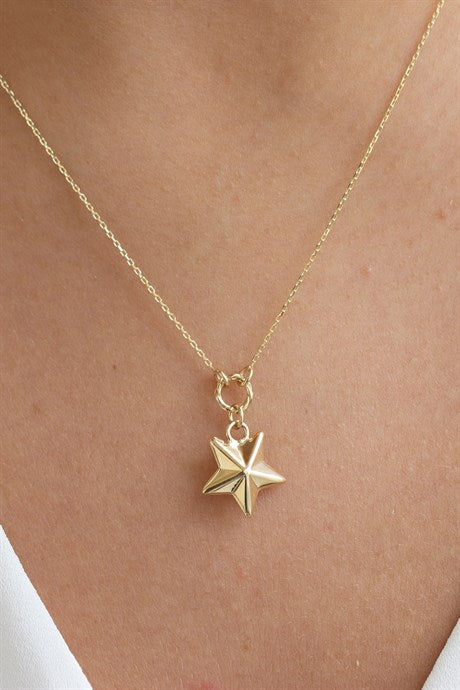 Collar de estrella de oro macizo | 14K (585) | 2,17 gramos