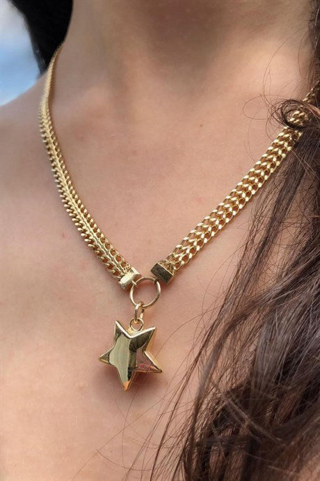 Collar de estrella de oro macizo | 14K (585) | 12,53 gramos