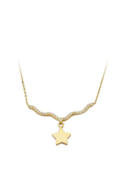 Collar de estrella de oro macizo | 14K (585) | 1,87 gramos