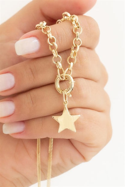 Collar de estrella de oro macizo | 14K (585) | 7,46 gramos