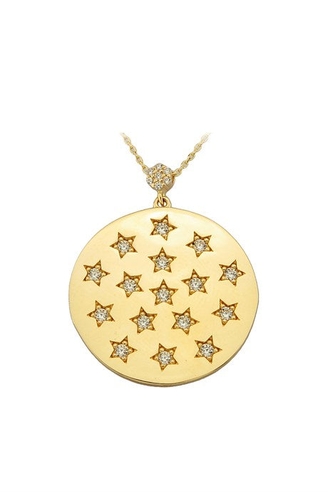 Collar con medallón con motivo de estrella en oro macizo | 14K (585) | 6,26 gramos