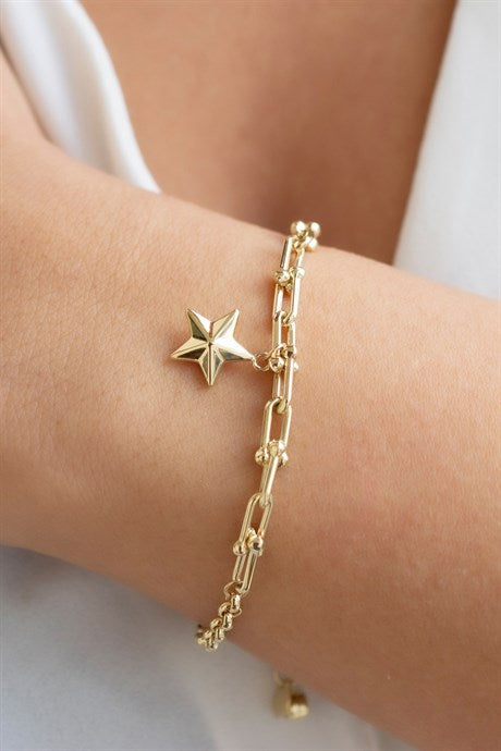 Pulsera de diseño de estrella de oro macizo | 14K (585) | 5,00 gramos