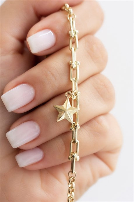 Solid Gold Star Design Bracelet | 14K (585) | 5.00 gr