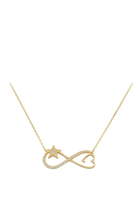 Collar infinito de estrella y corazón de oro macizo | 14K (585) | 1,74 gramos