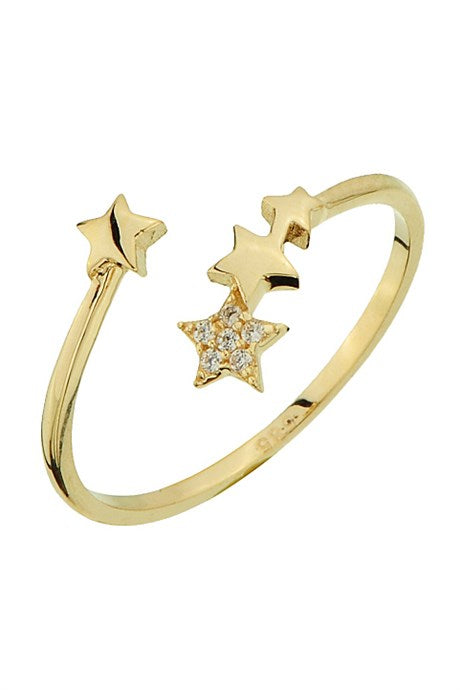 Anillo de estrella de oro macizo | 14K (585) | 1,07 gramos | Anillo ajustable