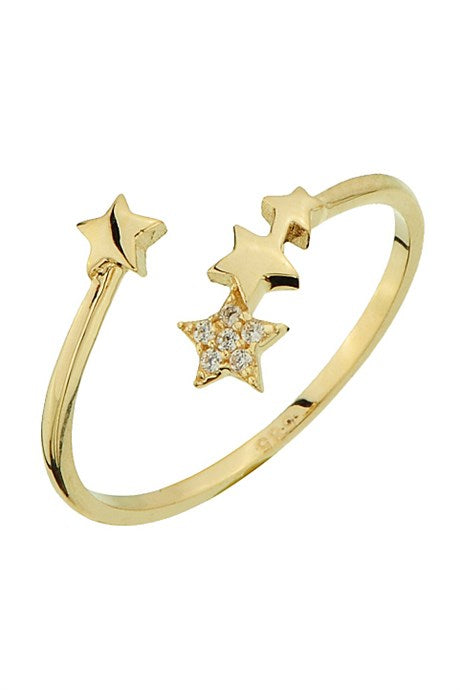 Solid Gold Star Ring | 14K (585) | 1.07 gr | Adjustable Ring